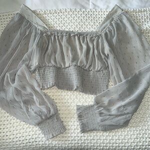 Blu Pepper Cropped Long Sleeve Blouse